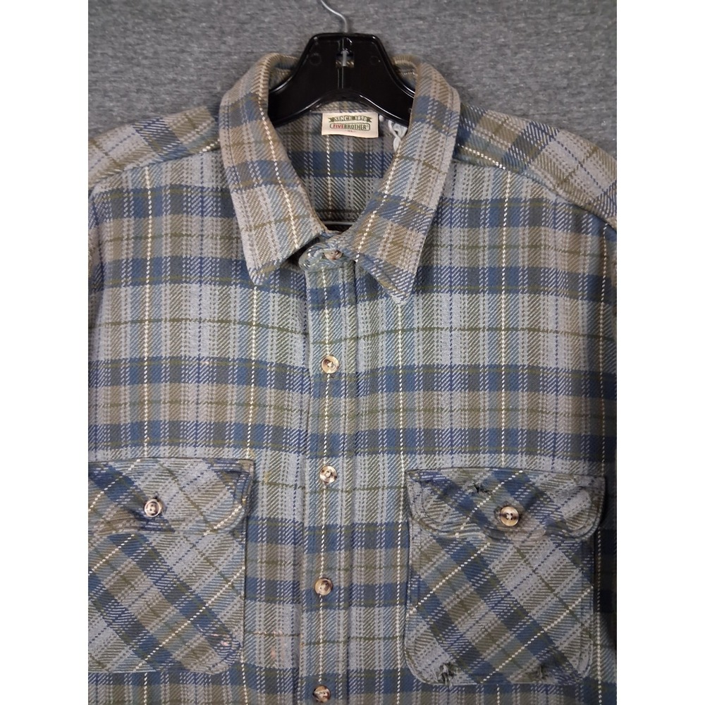 Five Brother Mens Shirt XL Blue Brown Flannel Button Up‎ USA Casual Workwear